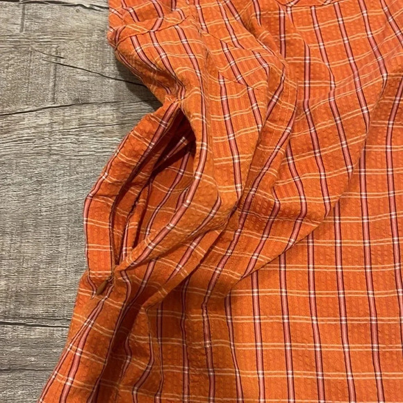 Patagonia - Sunspot Dress - Orange Plaid Sleeveless W/Pocket - Size Small - Picture 7 of 9